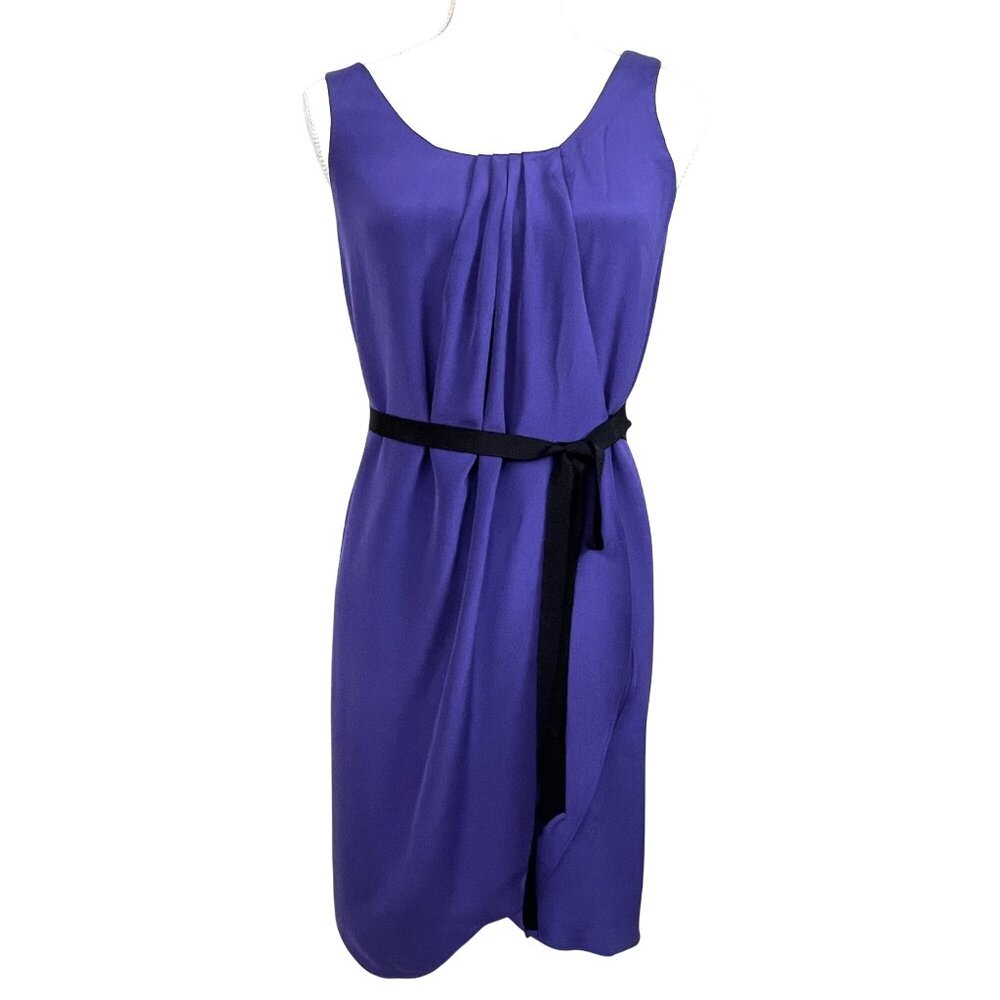 Alexander Wang 100% Silk Wrap Mini Cocktail Dress 2 Purple Petal Belt Tie Luxury - Picture 2 of 12